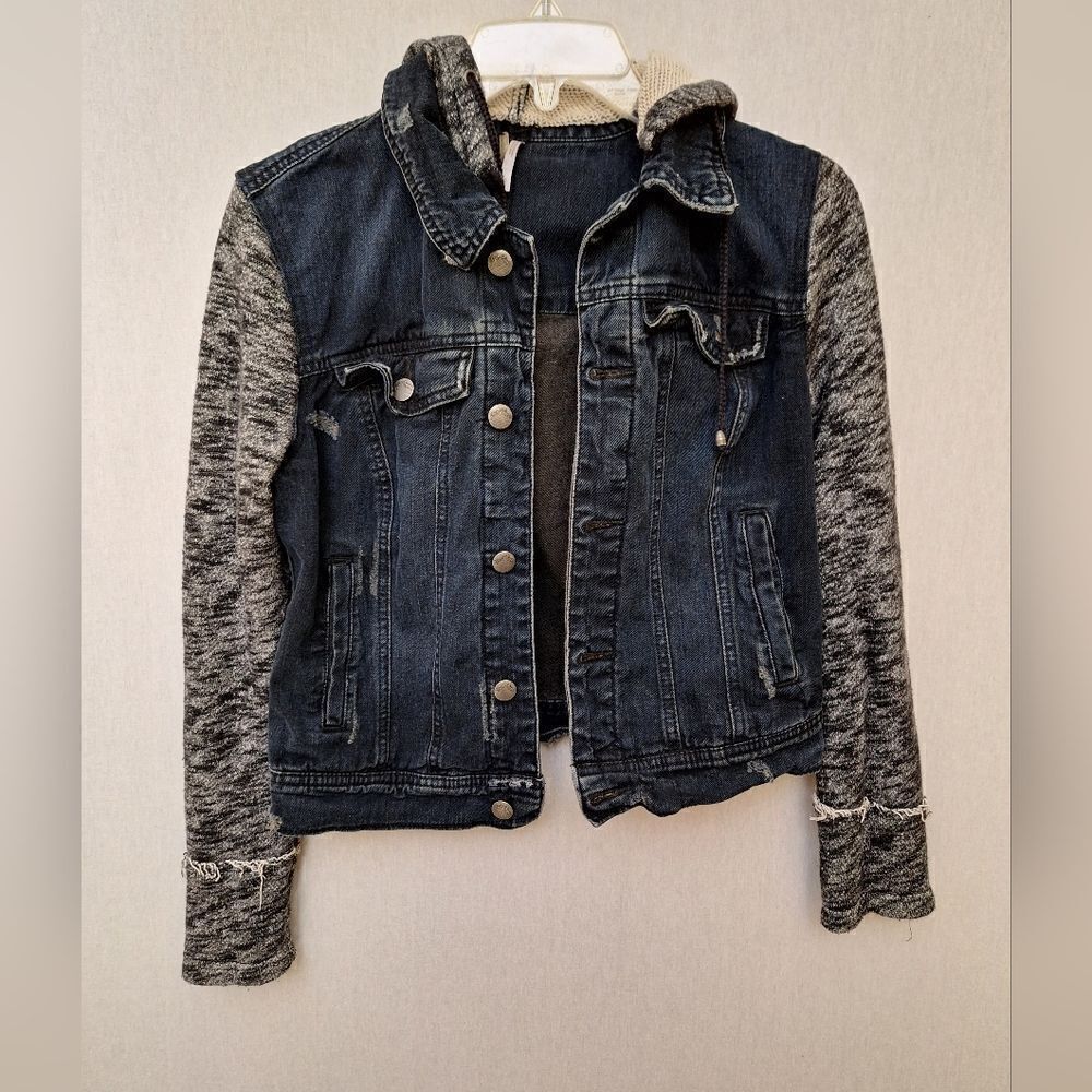 Free People Denim & knit hooded jacket‎ - Picture 3 of 11